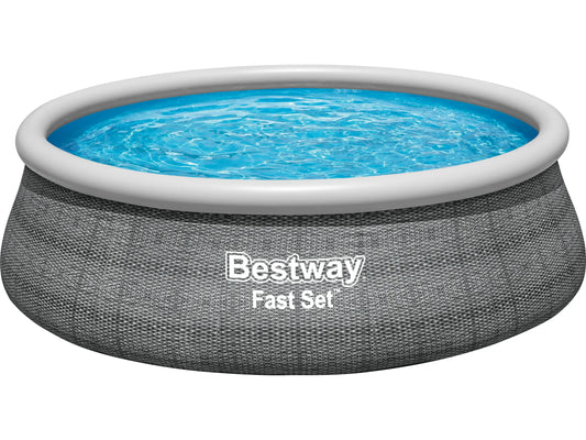 Bestway Fast Set Aufstellpool ∅ 457 x 122 cm | Rundes Pool-Set, Schiefergrau