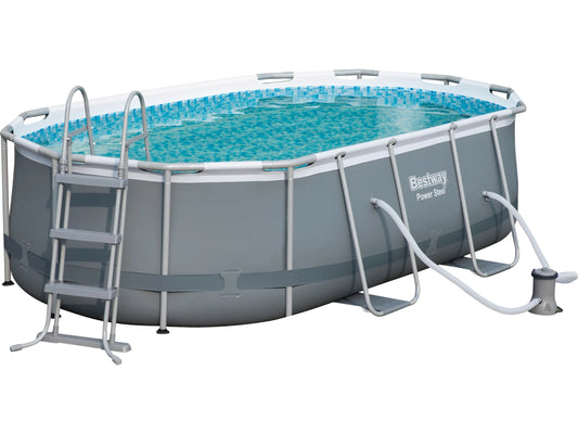 Bestway Steel Pro MAX GS Stahlrahmenpool-Set 427 x 250 x 100 cm | Oval, Grau