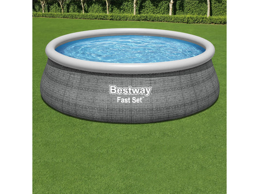 Bestway Fast Set Aufstellpool ∅ 457 x 122 cm | Rundes Pool-Set, Schiefergrau