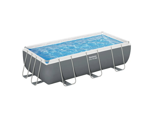 Bestway Steel Pro MAX Stahlrahmenpool-Set 404 x 201 x 100 cm | Rechteckig, Grau
