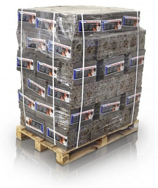 Hamann Hartholzbriketts 8-eckig mit Loch | 960 kg Premium Palette Holzbriketts