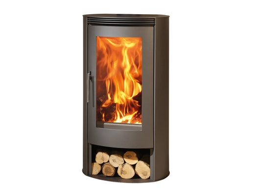 Panadero Delta EcoDesign Kaminofen 8 kW | Panorama-Holzofen, Stahl Schwarz