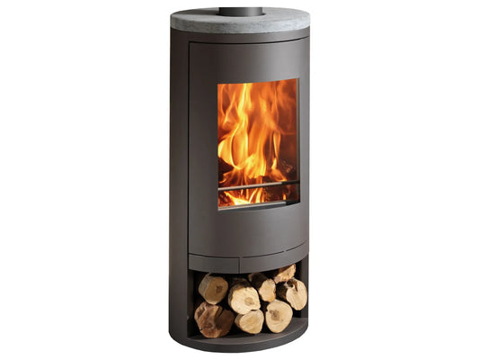Panadero EcoDesign Kaminofen 7,4 kW | Moderner Holzofen, Stahl Schwarz-Metallic
