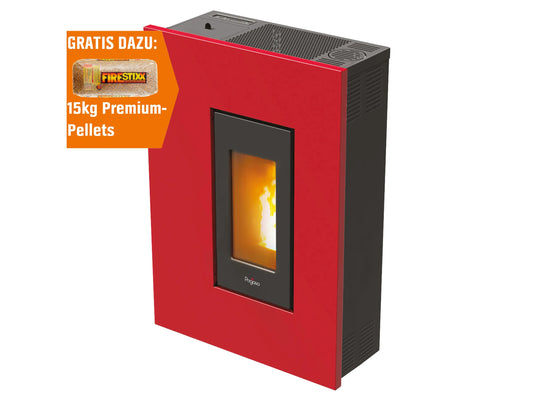 Pegaso Madison Pelletofen 5,3 kW | Automatischer Pelletkaminofen, Stahl Bordeaux