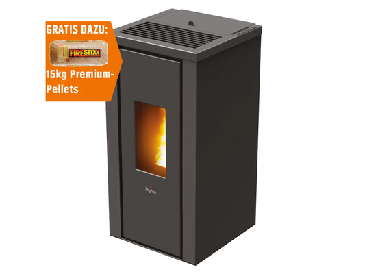 Pegaso Vera Pelletofen 7 kW | Automatischer Pelletkaminofen, Stahl Anthrazit