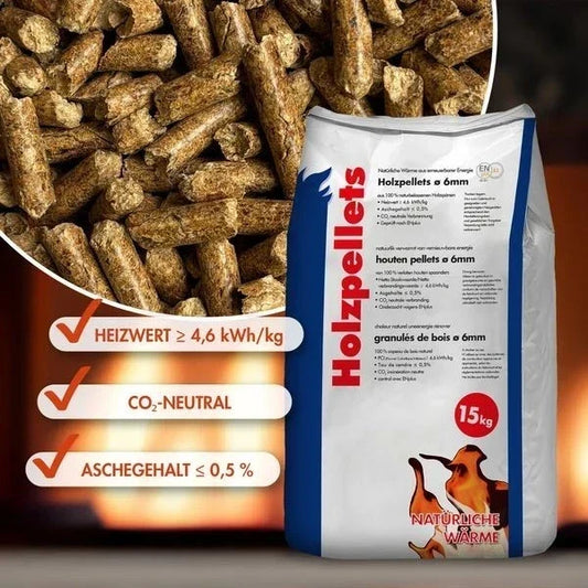 Holzpellets Premium 6mm | 70x 15kg Säcke (1050kg Volle Palette) für Pelletöfen