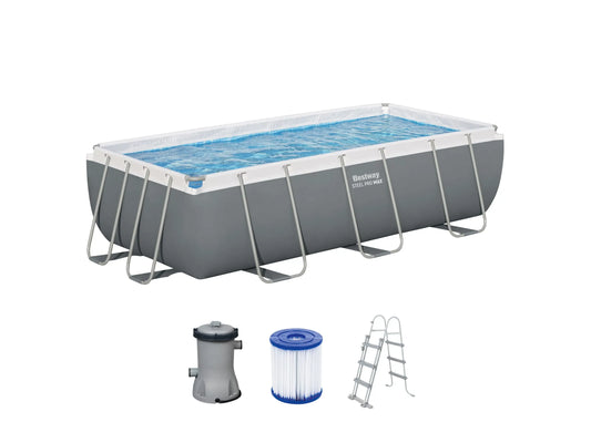 Bestway Steel Pro MAX Stahlrahmenpool-Set 404 x 201 x 100 cm | Rechteckig, Grau
