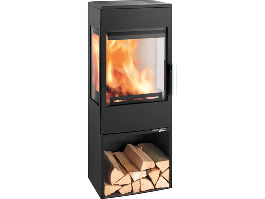 Haas+Sohn Wien Easy II Kaminofen 6,6 kW | Holzofen mit Easy-Control, Stahl Schwarz