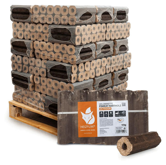 Heizfuxx® Nestro M Hartholzbriketts | 972 kg Palette (81 x 12 kg Karton) Kaminbriketts