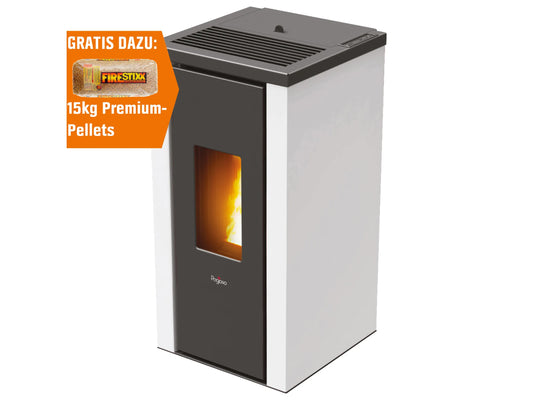 Pegaso Vera Pelletofen 7 kW | Automatischer Pelletkaminofen, Stahl Weiß