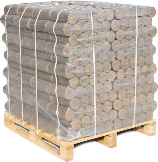Premium Hartholzbriketts Rund | 960 kg Palette (96 x 10 kg) Kaminbriketts