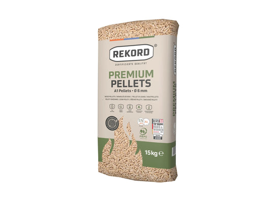 Premium Holzpellets 6 mm | 975 kg Palette (65 x 15 kg Säcke) Sackware für Pelletofen