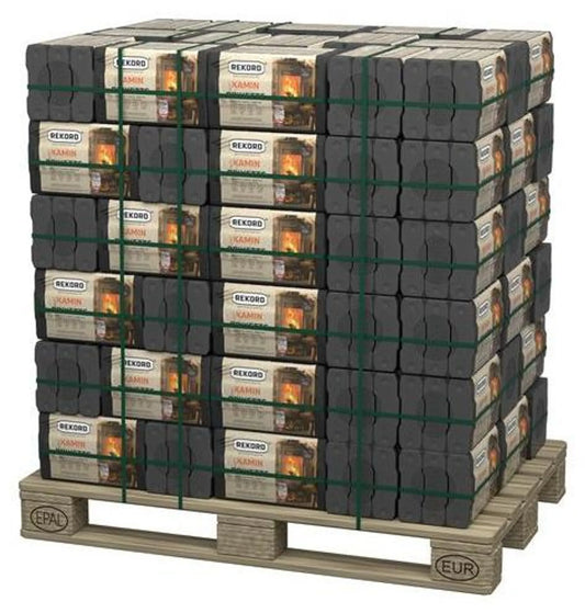 REKORD Braunkohlebriketts | 900 kg Palette Kaminbriketts für Dauerbrandöfen