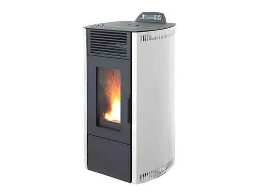 Rowi Pelletofen 7,7 kW | Automatischer Pelletkaminofen, Gehäuse Stahl Weiß