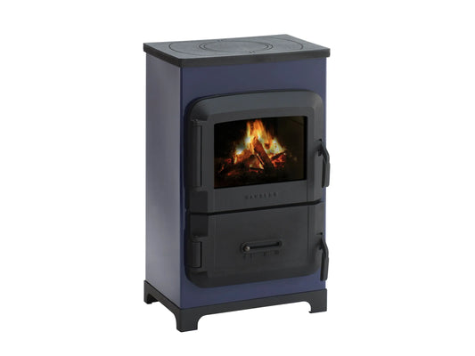 • Wamsler RH 6F Kaminofen 6 kW | Klassischer Holzofen, Gehäuse Stahl Lavendel