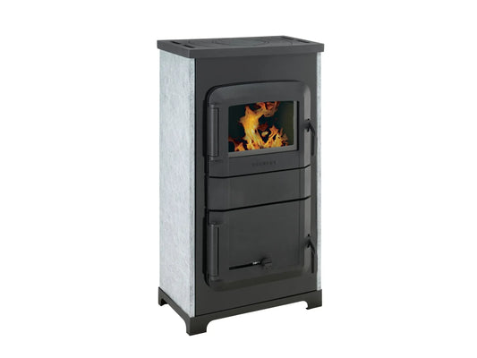 Wamsler RH 8F A Kaminofen 8 kW | Automatischer Holzofen mit Natursteinverkleidung