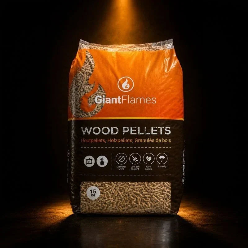 Giant Flames Holzpellets Palette 975kg | 65x 15kg Säcke für Pelletöfen & Heizung