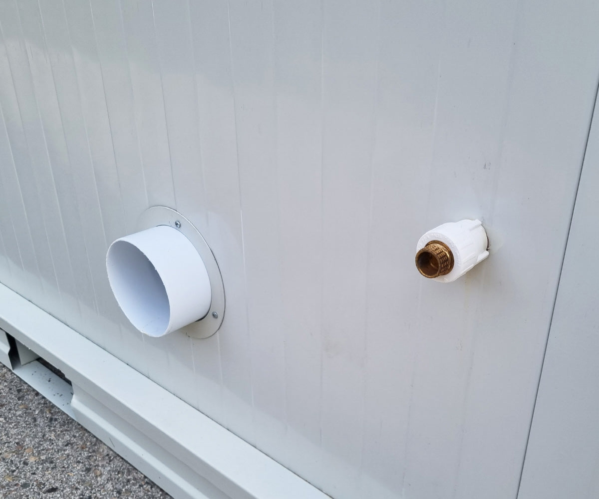 WC Duschcontainer mit Klo Pissoir RAL9002 Weiss