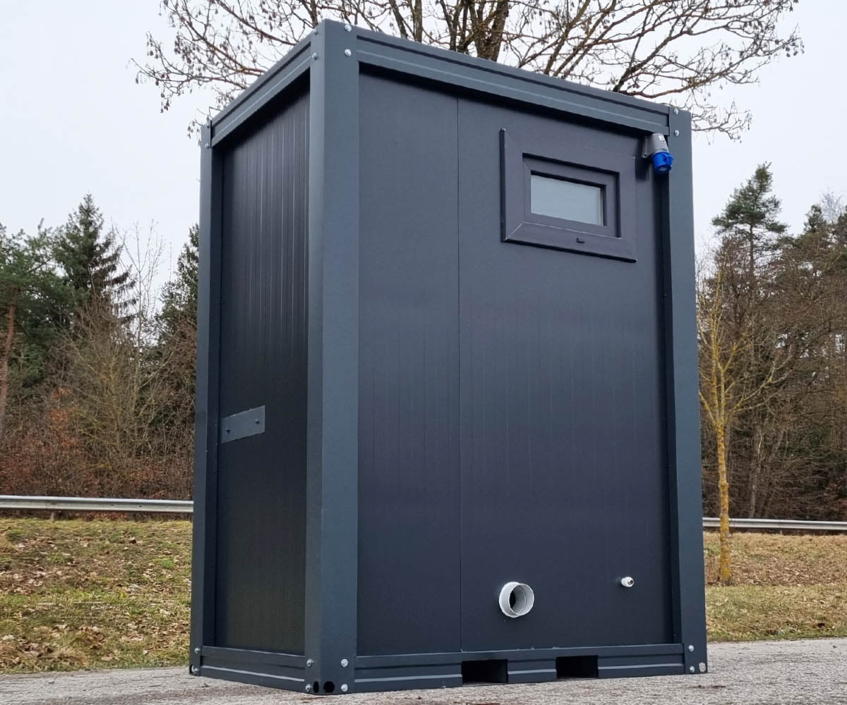 Sanitärcontainer - WC mit Waschbecken und Pissoir RAL7016 Anthrazit