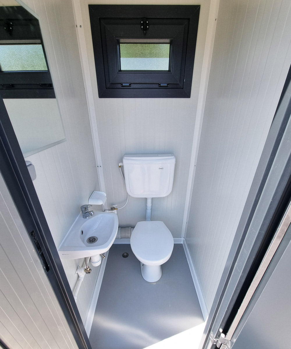 WC Sanitärcontainer mit Doppelkabine - für Mann und Frau - Anthrazit