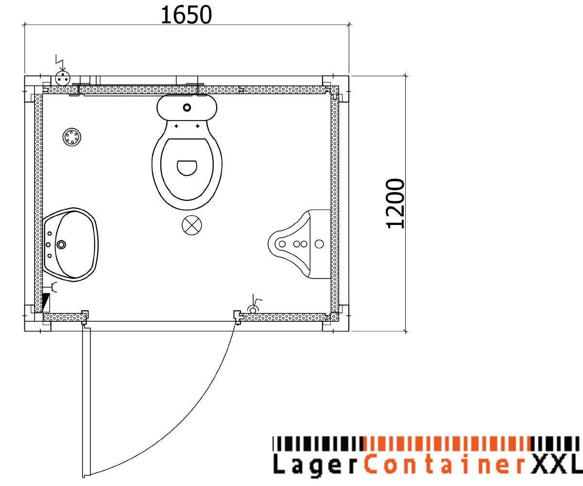 Sanitärcontainer - WC mit Waschbecken und Pissoir RAL7016 Anthrazit